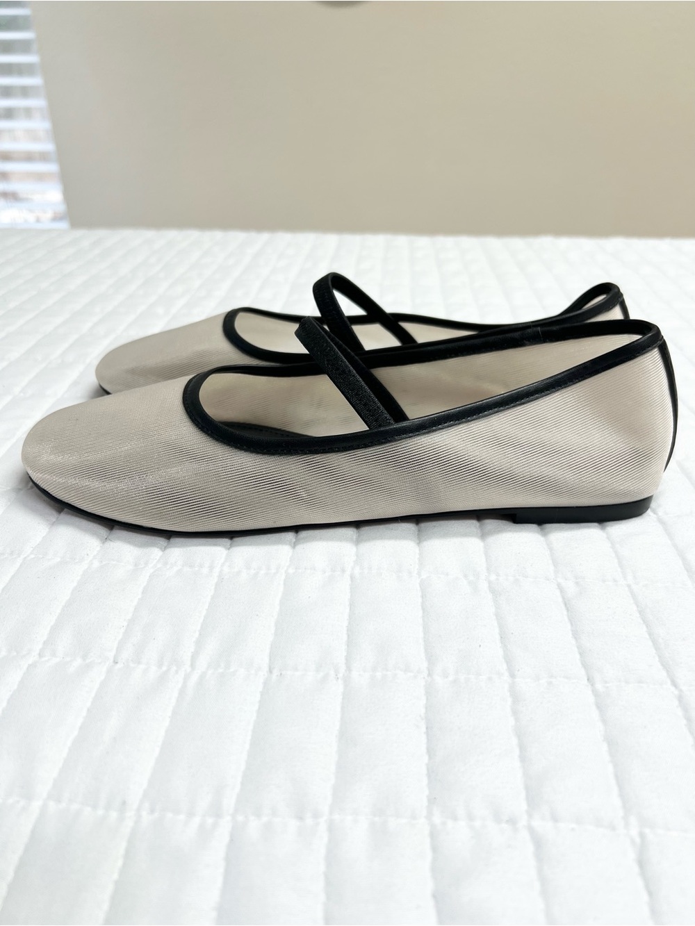 Madewell The Greta Ballet Flat in Ecru and Black Mesh Size 9.5 - Picture 8 of 12